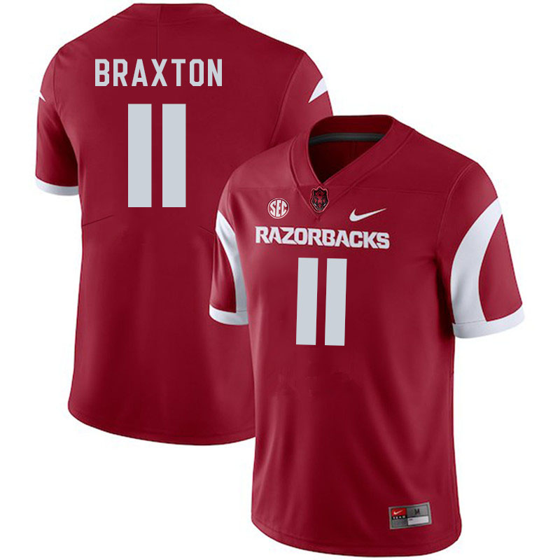 Men #11 Jaylon Braxton Arkansas Razorbacks College Football Jerseys Stitched-Cardinal